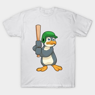 Penguin at Baseball with Baseball bat & Helmet T-Shirt